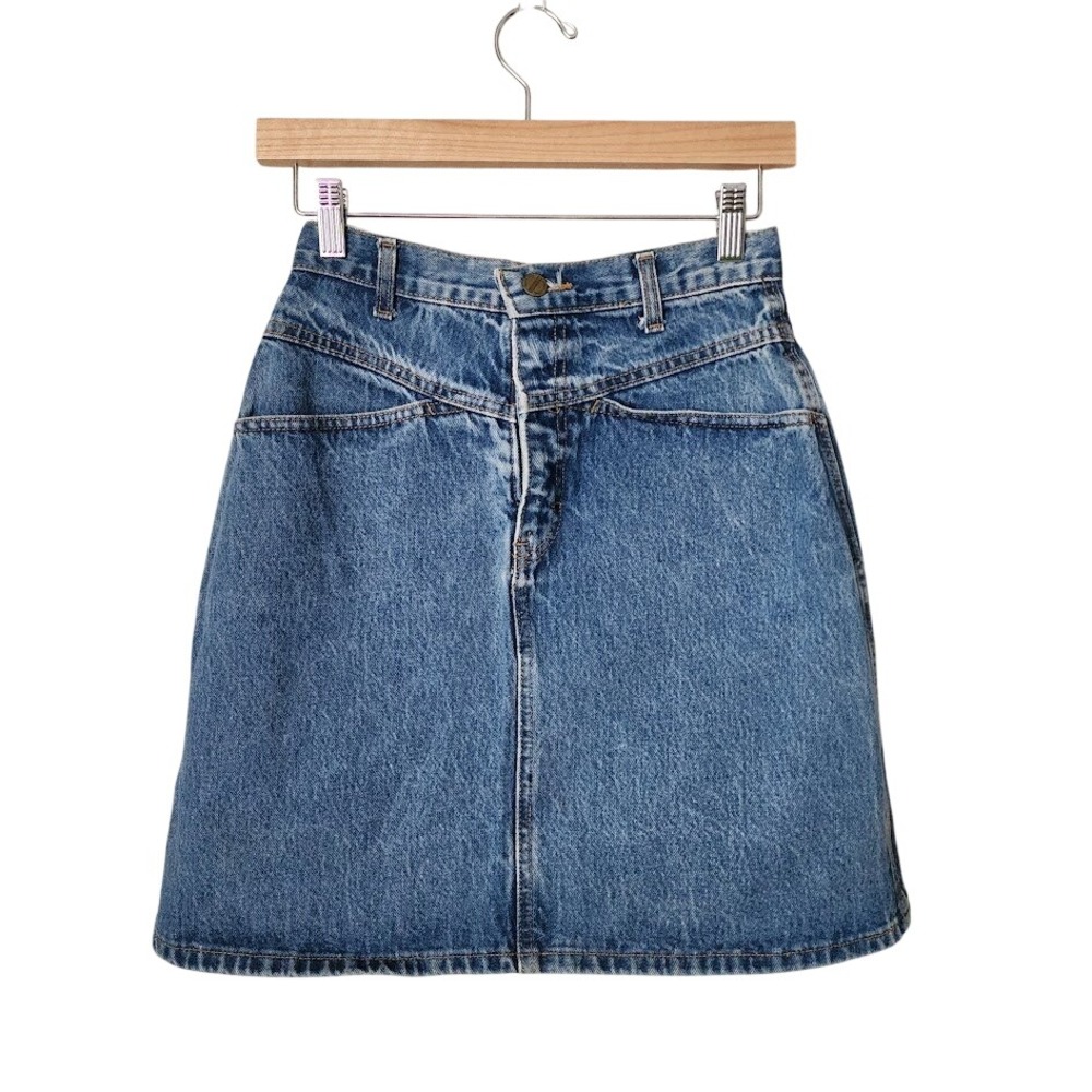 PALMETTO'S VINTAGE 80s Acid Wash Denim Mini Skirt Grunge Size 9